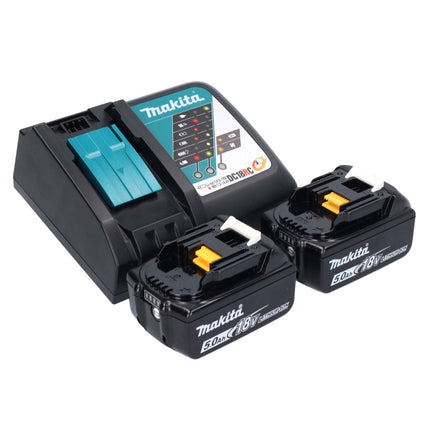 Lijadora vibratoria sin escobillas Makita DBO 381 RTU 18 V 93 x 185 mm + 2 baterías de 5,0 Ah + cargador