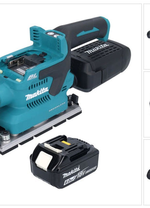 Makita DBO 381 G1U Akumulatorowa szlifierka oscylacyjna 18 V 93 x 185 mm bezszczotkowa + 1x akumulator 6,0 Ah - bez ładowarki