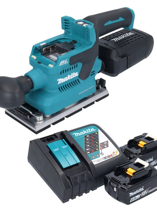 Makita DBO 381 RGU Ponceuse vibrante sans fil 18 V 93 x 185 mm Brushless + 2x batterie 6,0 Ah + chargeur