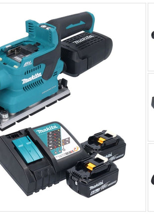 Makita DBO 381 RGU Ponceuse vibrante sans fil 18 V 93 x 185 mm Brushless + 2x batterie 6,0 Ah + chargeur