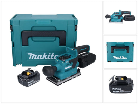 Makita DBO 381 F1JU Ponceuse vibrante sans fil 18 V 93 x 185 mm Brushless + 1x batterie 3,0 Ah + Makpac - sans chargeur