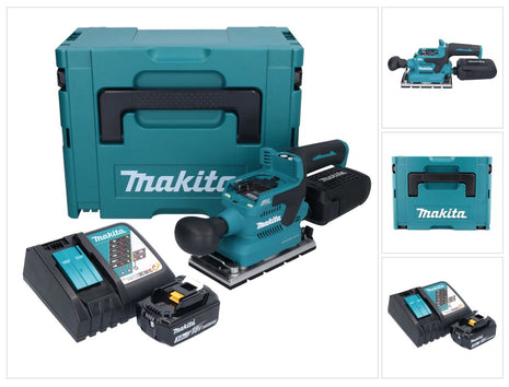 Makita DBO 381 RF1JU Akumulatorowa szlifierka oscylacyjna 18 V 93 x 185 mm bezszczotkowa + 1x akumulator 3,0 Ah + ładowarka + Makpac