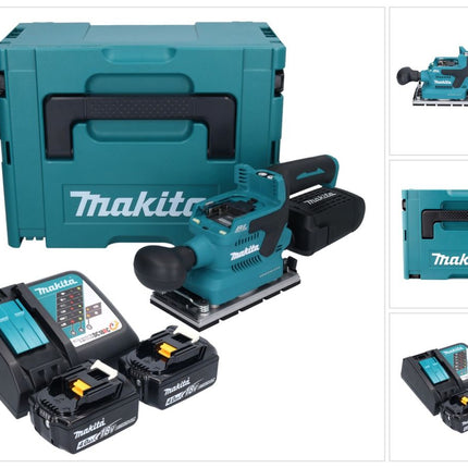 Makita DBO 381 RMJU 18 V 93 x 185 mm Levigatrice vibrante a batteria senza spazzole + 2x batteria 4,0 Ah + caricabatterie + Makpac