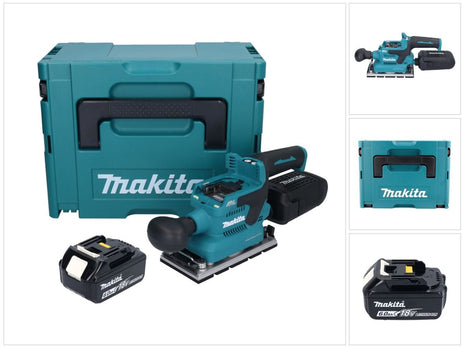 Makita DBO 381 G1JU Ponceuse vibrante sans fil 18 V 93 x 185 mm Brushless + 1x batterie 6,0 Ah + Makpac - sans chargeur