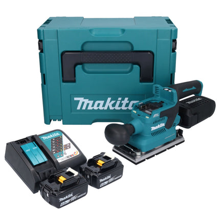 Makita DBO 381 RGJU Akumulatorowa szlifierka oscylacyjna 18 V 93 x 185 mm bezszczotkowa + 2x akumulator 6,0 Ah + ładowarka + Makpac