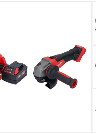 Milwaukee M18 FSAG125X-401 Akumulatorowa szlifierka kątowa 18 V 125 mm bezszczotkowa + 1x akumulator 4,0 Ah + ładowarka