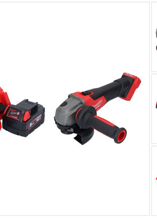 Amoladora angular a batería Milwaukee M18 FSAG125X-501 18 V 125 mm sin escobillas + 1x batería 5,0 Ah + cargador