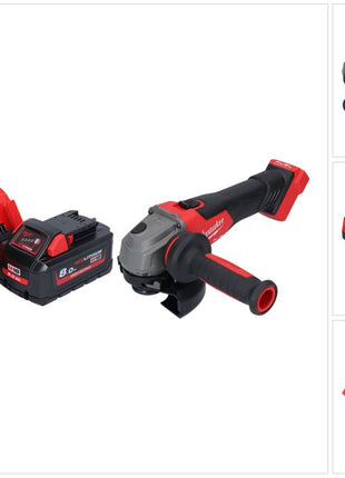 Milwaukee M18 FSAG125X-801 akumulatorowa szlifierka kątowa 18 V 125 mm bezszczotkowa + 1x akumulator 8,0 Ah + ładowarka