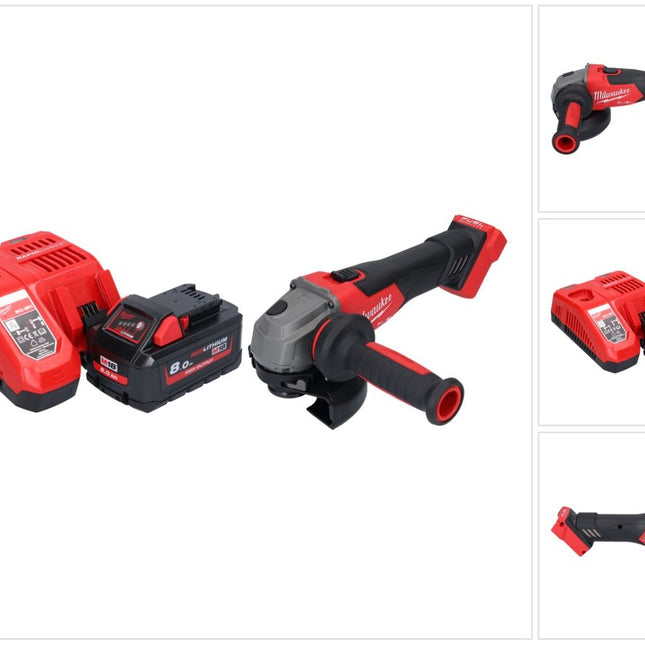 Amoladora angular sin cable Milwaukee M18 FSAG125X-801 18 V 125 mm sin escobillas + 1x batería recargable 8,0 Ah + cargador