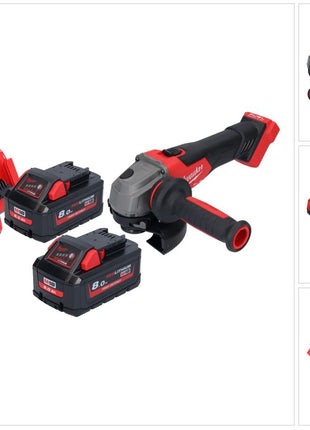 Milwaukee M18 FSAG125X-802 Meuleuse d'angle sans fil 18 V 125 mm Brushless + 2x batterie 8,0 Ah + chargeur