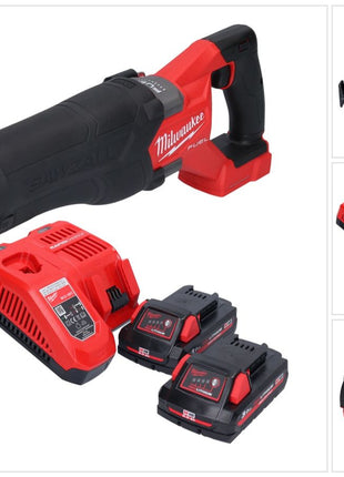 Sierra sable Milwaukee M18 FSZ-302 batería 18 V sin escobillas + 2x baterías 3.0 Ah + cargador