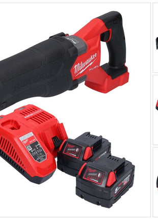 Milwaukee M18 FSZ-502 Recipro Sbelsge 18 V Brushless batterie + 2x 5.0 Ah batterie + chargeur