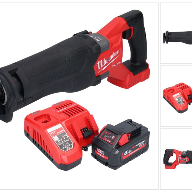 Sierra de sable sin cable Milwaukee M18 FSZ-551 18 V sin escobillas + 1x batería 5,5 Ah + cargador