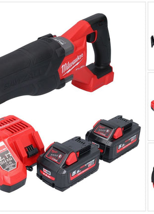 Milwaukee M18 FSZ-552 akumulatorowa pilarka szablasta 18 V bezszczotkowa + 2x akumulator 5,5 Ah + ładowarka