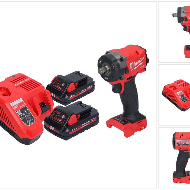 Milwaukee M18 FIW2F12-302 Avvitatore a impulsi a batteria 18 V 339 Nm 1/2" brushless + 2x batteria ricaricabile 3,0 Ah + caricabatterie