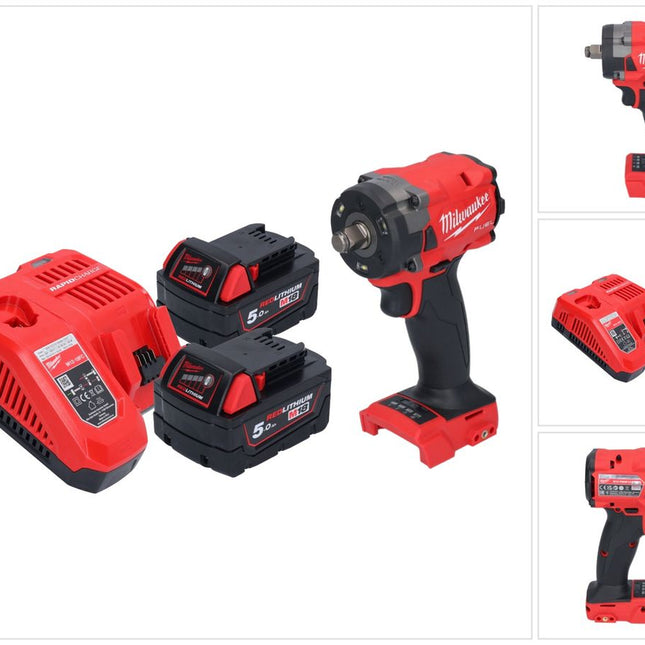 Milwaukee M18 FIW2F12-502 Llave de impacto sin cable 18 V 339 Nm 1/2" sin escobillas + 2x batería recargable 5.0 Ah + cargador