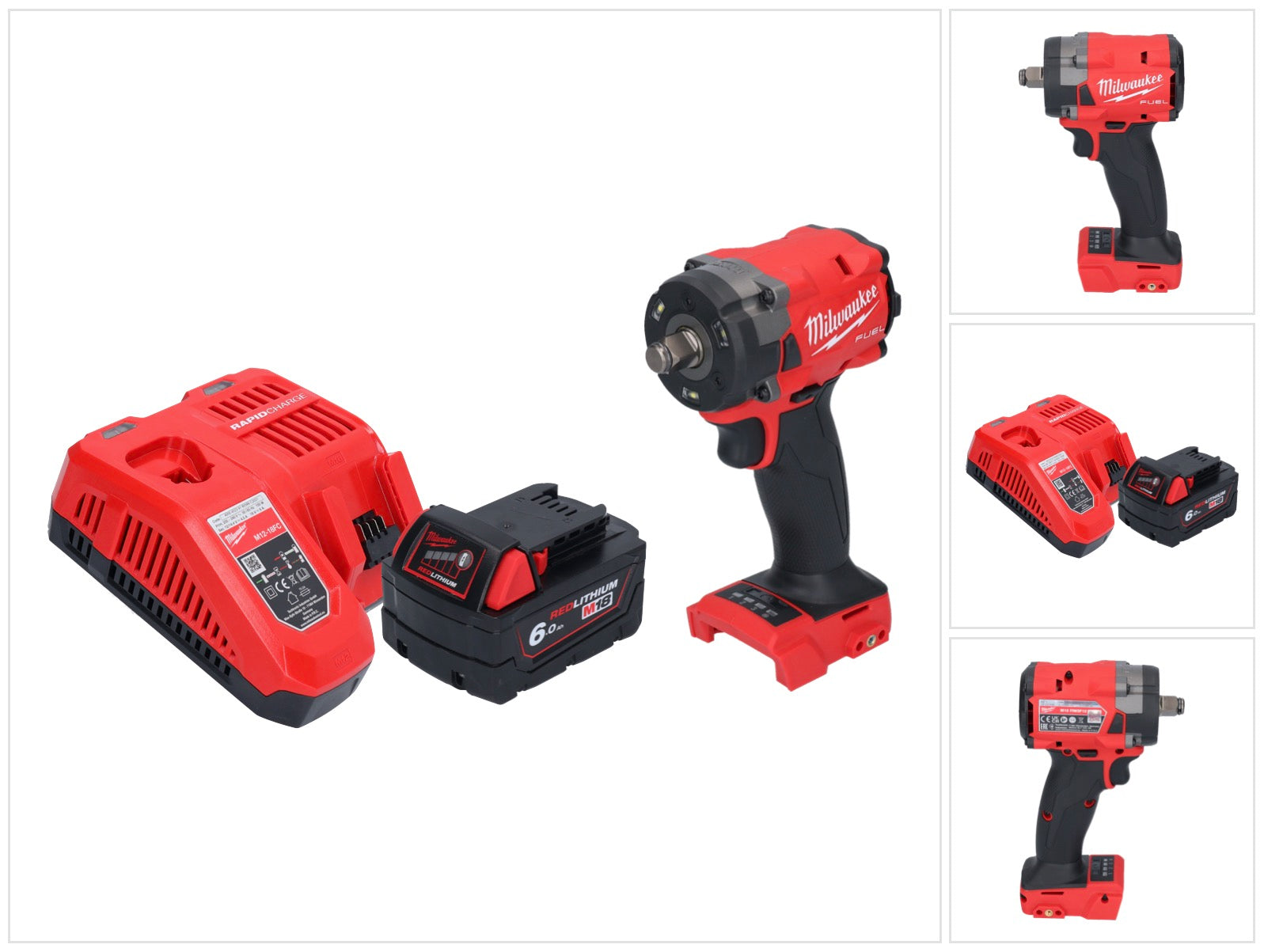Milwaukee M18 FIW2F12 601 Akku Schlagschrauber 18 V 339 Nm 1 2 Brushless 1x Akku 6 0 Ah Ladegeraet 0 - toolbrothers