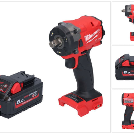 Milwaukee M18 FIW2F12-801 llave de impacto inalámbrica 18 V 339 Nm 1/2" sin escobillas + 1x batería 8,0 Ah - sin cargador