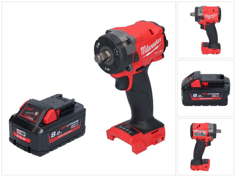 Milwaukee M18 FIW2F12-801 llave de impacto inalámbrica 18 V 339 Nm 1/2" sin escobillas + 1x batería 8,0 Ah - sin cargador