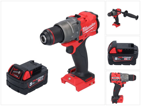 Taladro percutor inalámbrico Milwaukee M18 FPD3-501 18 V 158 Nm sin escobillas + 1x batería 5,0 Ah - sin cargador