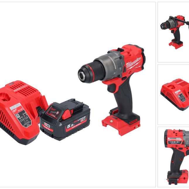 Taladro percutor inalámbrico Milwaukee M18 FPD3-551 18 V 158 Nm sin escobillas + 1x batería 5,5 Ah + cargador