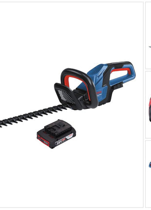 Bosch GHE 18V-60 Professional Akku Heckenschere 18 V 60 cm Brushless + 1x Akku 2,0 Ah - ohne Ladegerät