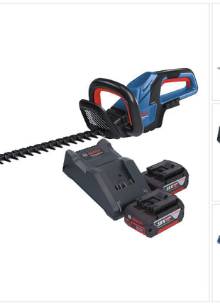 Bosch GHE 18V-60 Cortasetos a batería profesional 18 V 60 cm sin escobillas + 2x batería 4,0 Ah + cargador