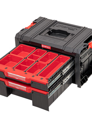 Qbrick System PRO Drawer 2 Toolbox 2.0 Expert z możliwością sztaplowania 450 x 310 x 244 mm 4,5 l 9,5 l IP54 z dwiema szufladami 10 wkładów i 6 przegródek