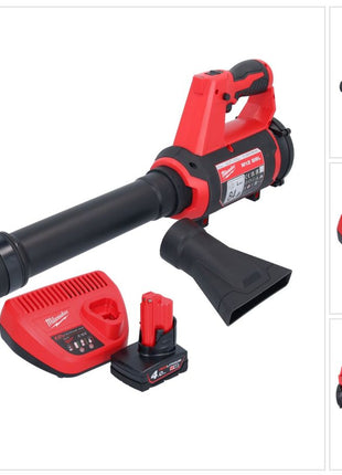 Soplador a batería Milwaukee M12 BBL-401 12 V + 1x batería 4,0 Ah + cargador