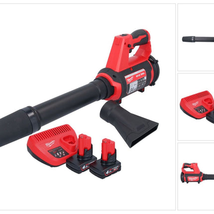 Soplador a batería Milwaukee M12 BBL-402 12 V + 2x baterías 4.0 Ah + cargador
