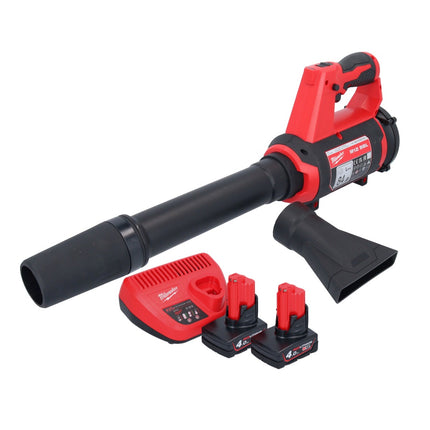 Soplador a batería Milwaukee M12 BBL-402 12 V + 2x baterías 4.0 Ah + cargador