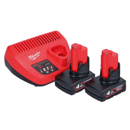 Soplador a batería Milwaukee M12 BBL-402 12 V + 2x baterías 4.0 Ah + cargador