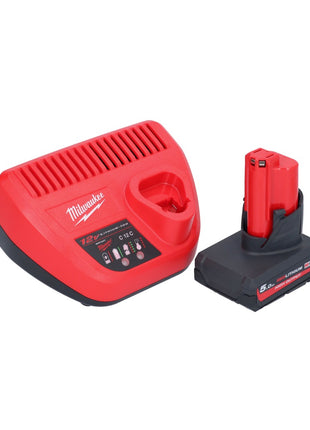 Souffleur sur batterie Milwaukee M12 BBL-501 12 V + 1x batterie 5,0 Ah + chargeur