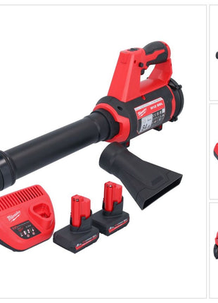 Soplador a batería Milwaukee M12 BBL-502 12 V + 2x baterías 5,0 Ah + cargador