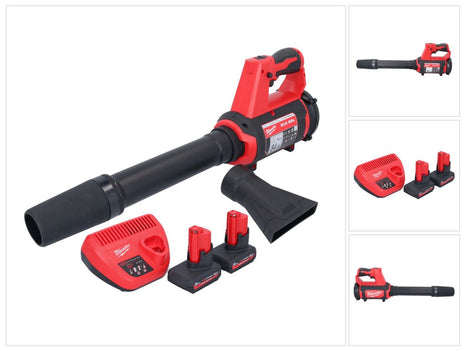 Soplador a batería Milwaukee M12 BBL-502 12 V + 2x baterías 5,0 Ah + cargador