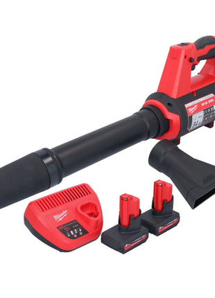 Soplador a batería Milwaukee M12 BBL-502 12 V + 2x baterías 5,0 Ah + cargador