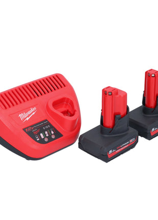 Soplador a batería Milwaukee M12 BBL-502 12 V + 2x baterías 5,0 Ah + cargador