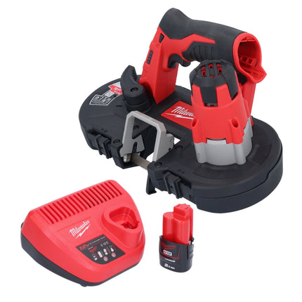 Sierra de cinta a batería Milwaukee M12 BS-201 12 V 41 x 41 mm + 1x batería 2,0 Ah + cargador