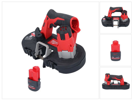 Sierra de cinta a batería Milwaukee M12 BS-251 12 V 41 x 41 mm + 1x batería 2,5 Ah - sin cargador