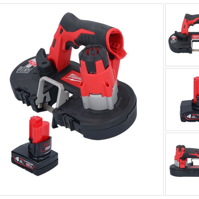 Sierra de cinta a batería Milwaukee M12 BS-401 12 V 41 x 41 mm + 1x batería 4,0 Ah - sin cargador