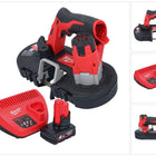 Sierra de cinta a batería Milwaukee M12 BS-401 12 V 41 x 41 mm + 1x batería 4,0 Ah + cargador
