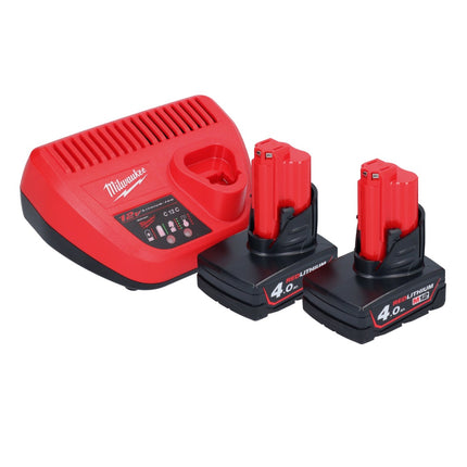 Sierra de cinta a batería Milwaukee M12 BS-402 12 V 41 x 41 mm + 2x baterías 4,0 Ah + cargador