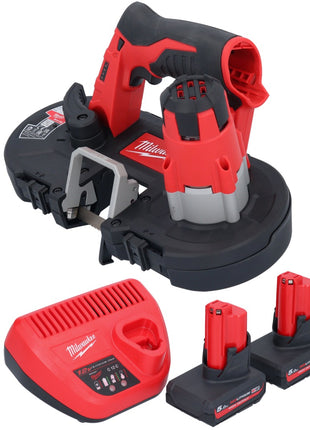 Sierra de cinta a batería Milwaukee M12 BS-502 12 V 41 x 41 mm + 2x baterías 5,0 Ah + cargador