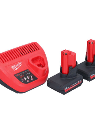 Sierra de cinta a batería Milwaukee M12 BS-502 12 V 41 x 41 mm + 2x baterías 5,0 Ah + cargador