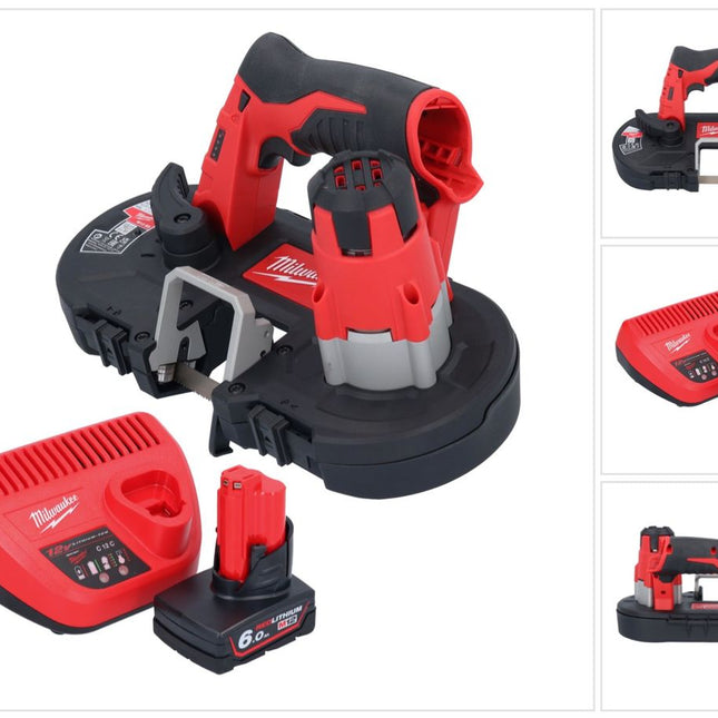 Sierra de cinta a batería Milwaukee M12 BS-601 12 V 41 x 41 mm + 1x batería 6,0 Ah + cargador