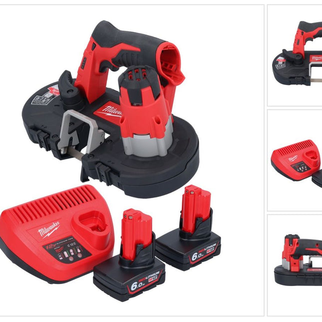 Sierra de cinta a batería Milwaukee M12 BS-602 12 V 41 x 41 mm + 2x baterías 6,0 Ah + cargador