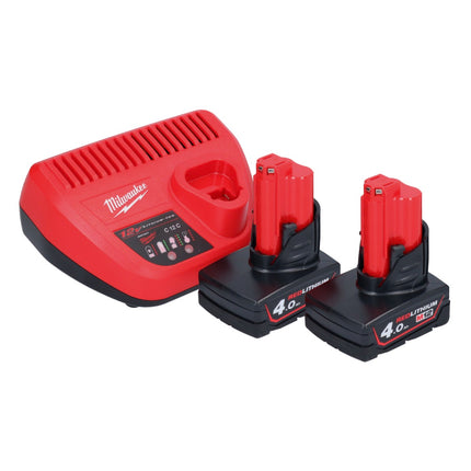 Bomba de trasvase a batería Milwaukee M12 BSWP-402 12 V 34 l/min + 2x baterías 4,0 Ah + cargador