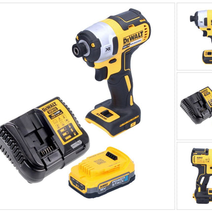 DeWalt DCF 887 E1 cordless impact wrench 18 V 205 Nm 1/4" brushless + 1x rechargeable battery 1.7 Ah + charger