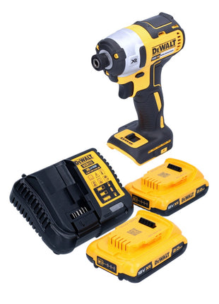 Llave de impacto a batería DeWalt DCF 887 D2 18 V 205 Nm 1/4" sin escobillas + 2x baterías 2,0 Ah + cargador