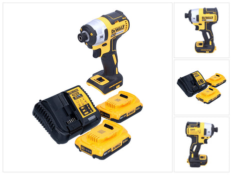 Llave de impacto a batería DeWalt DCF 887 D2 18 V 205 Nm 1/4" sin escobillas + 2x baterías 2,0 Ah + cargador